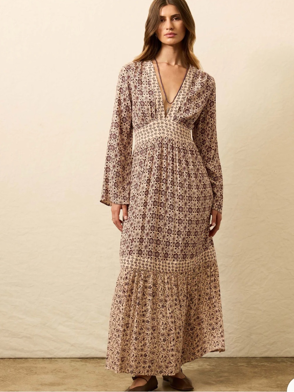 Faherty Women’s Dakota Sunrise Azulejos Mixed Print Dress in a size Small